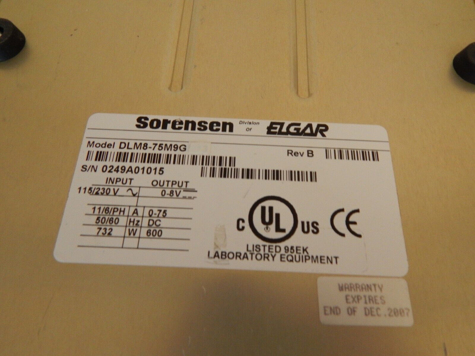 Sorensen DLM8-75M9G GPIB DC Power Supply 30 Day Warranty, Sorensen DLM8-75M9G GPIB DC Power Supply 30 Day Warranty,